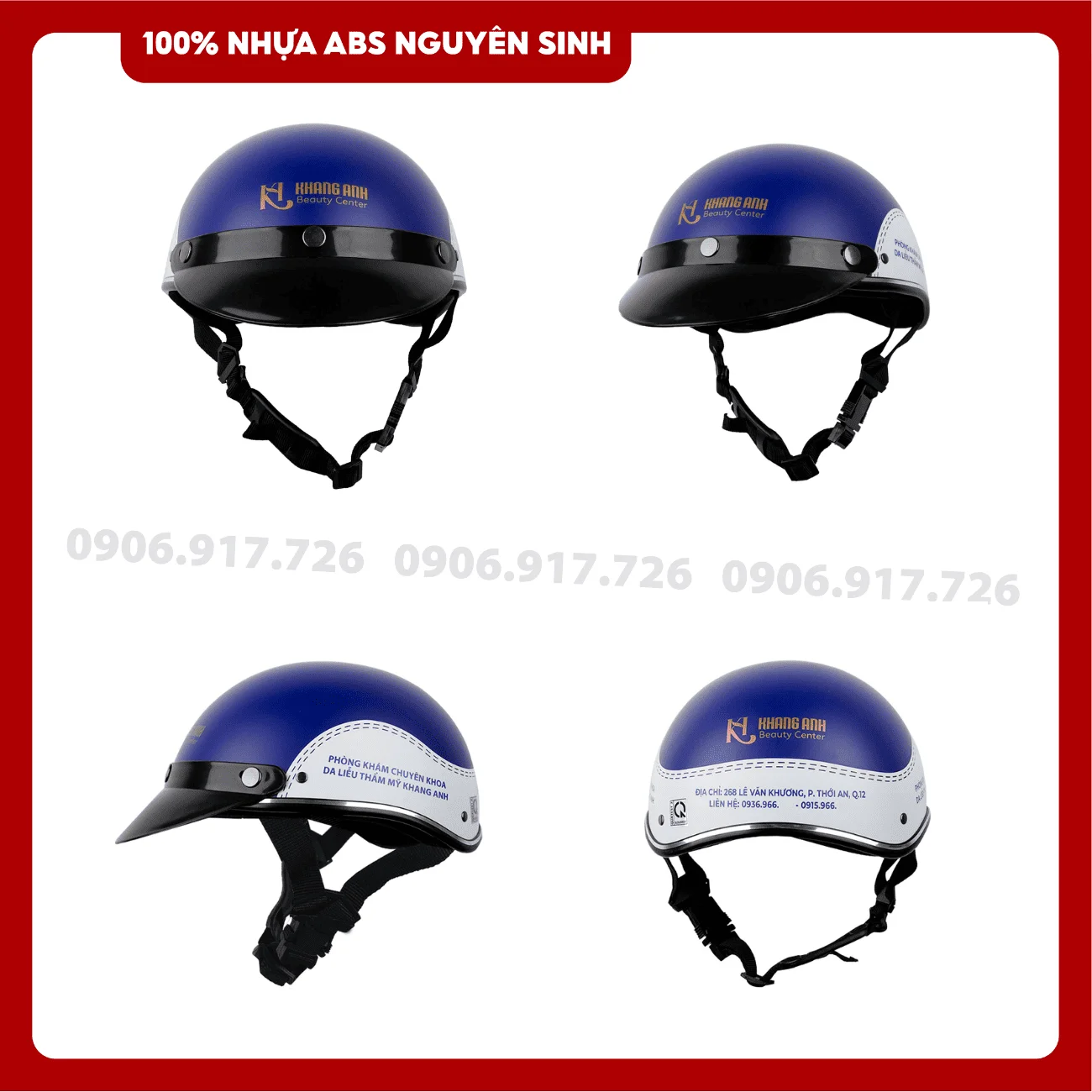 Mũ bảo hiểm in logo Khang Anh Beauty