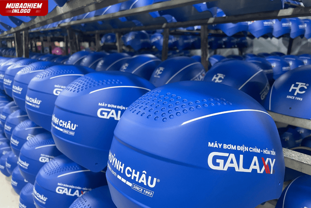 Sản xuất mũ bảo hiểm in logo cửa hàng điện máy Tân Huỳnh Châu