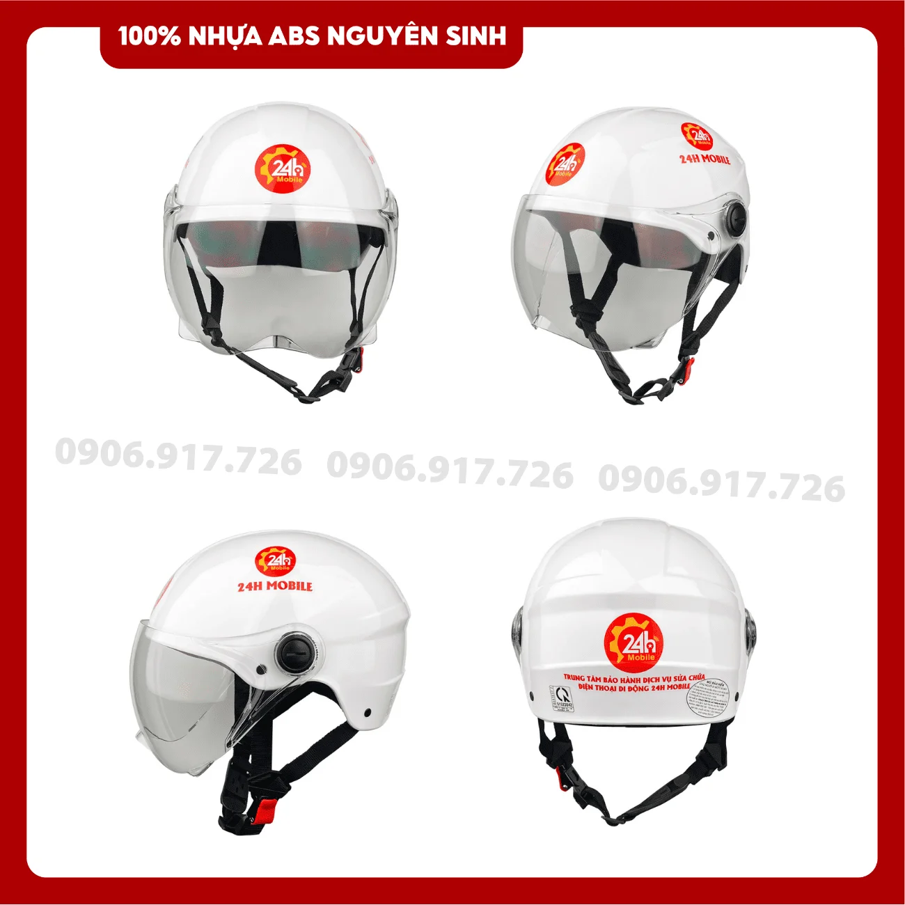Mũ bảo hiểm in logo Điện thoại 24h Mobile