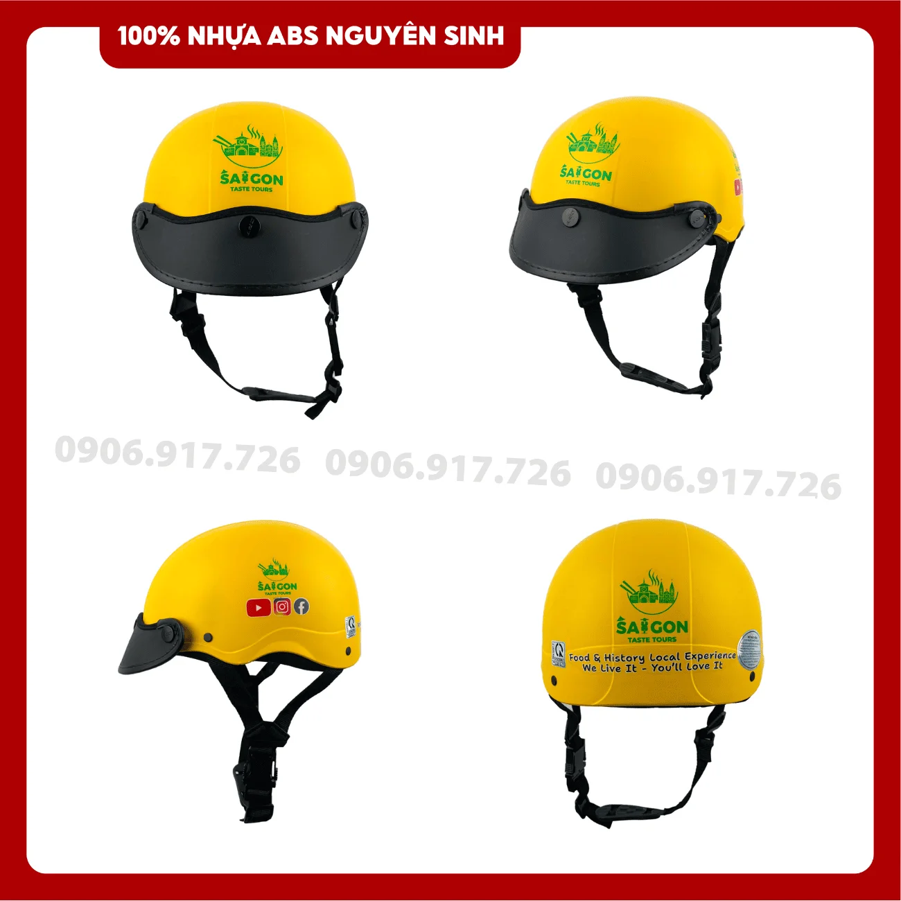 Mũ bảo hiểm in logo Sai Gon Taste Tours