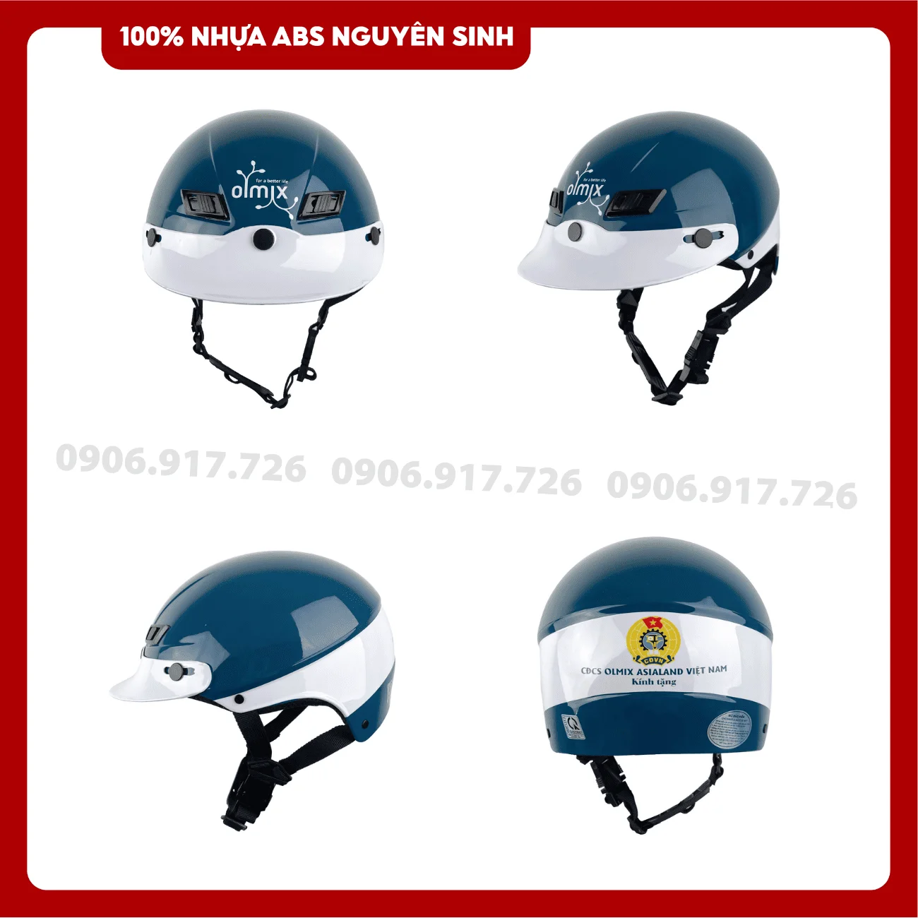 Mũ bảo hiểm in logo Dược thú y Olmix Asialand