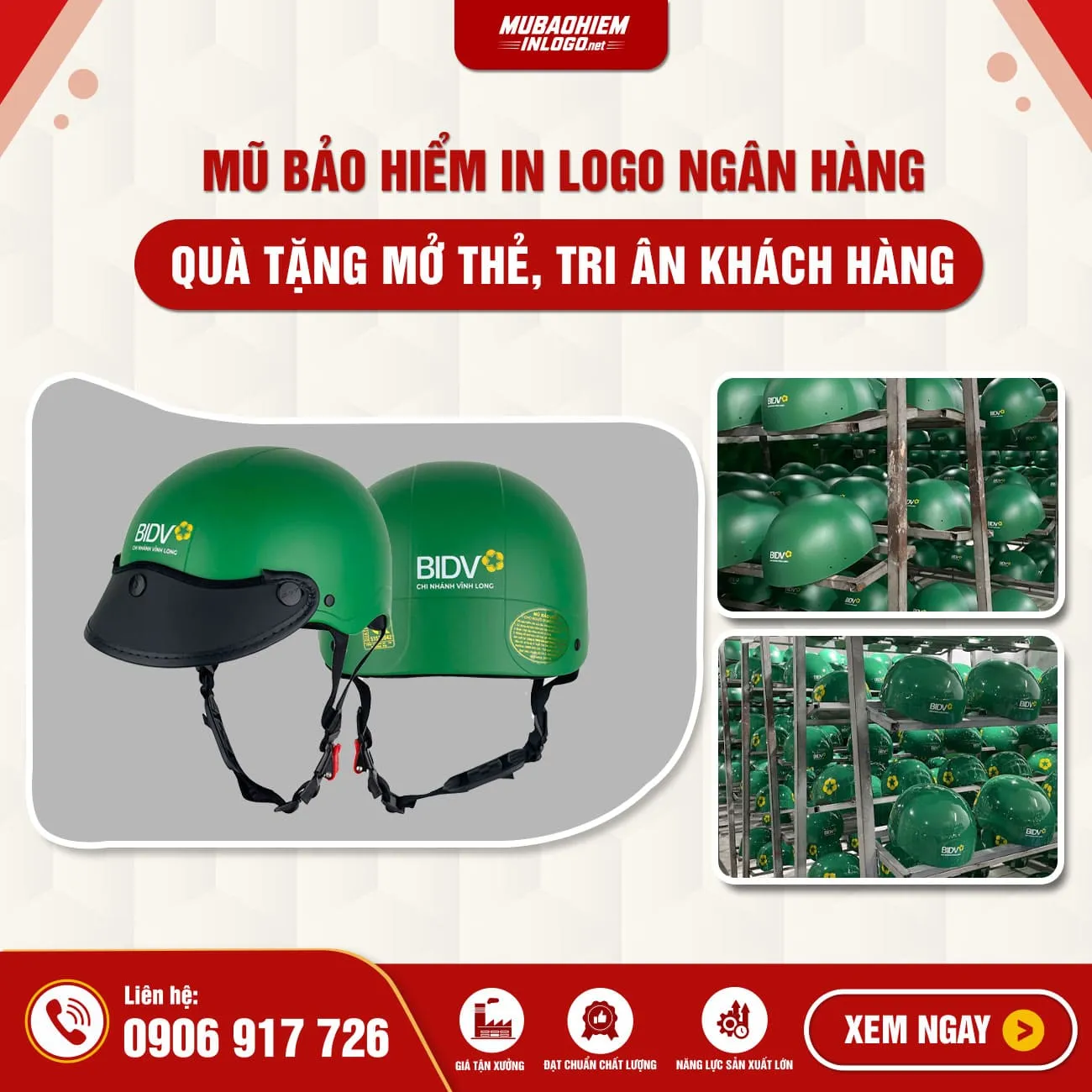 Mũ bảo hiểm in logo ngân hàng - quà tặng mở thẻ, tri ân khách hàng