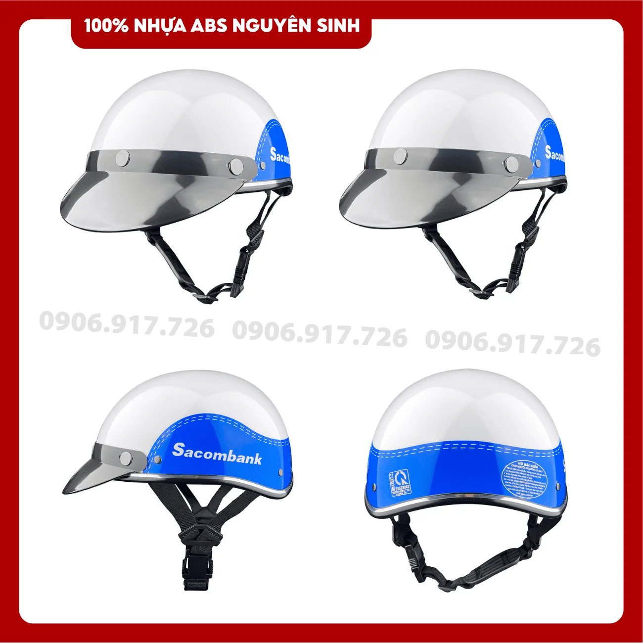 Mũ bảo hiểm in logo Ngân hàng Sacombank