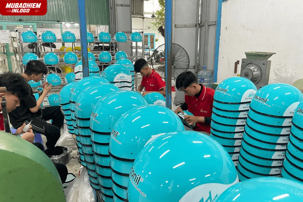 Sản xuất mũ bảo hiểm in logo nông nghiệp số lượng lớn