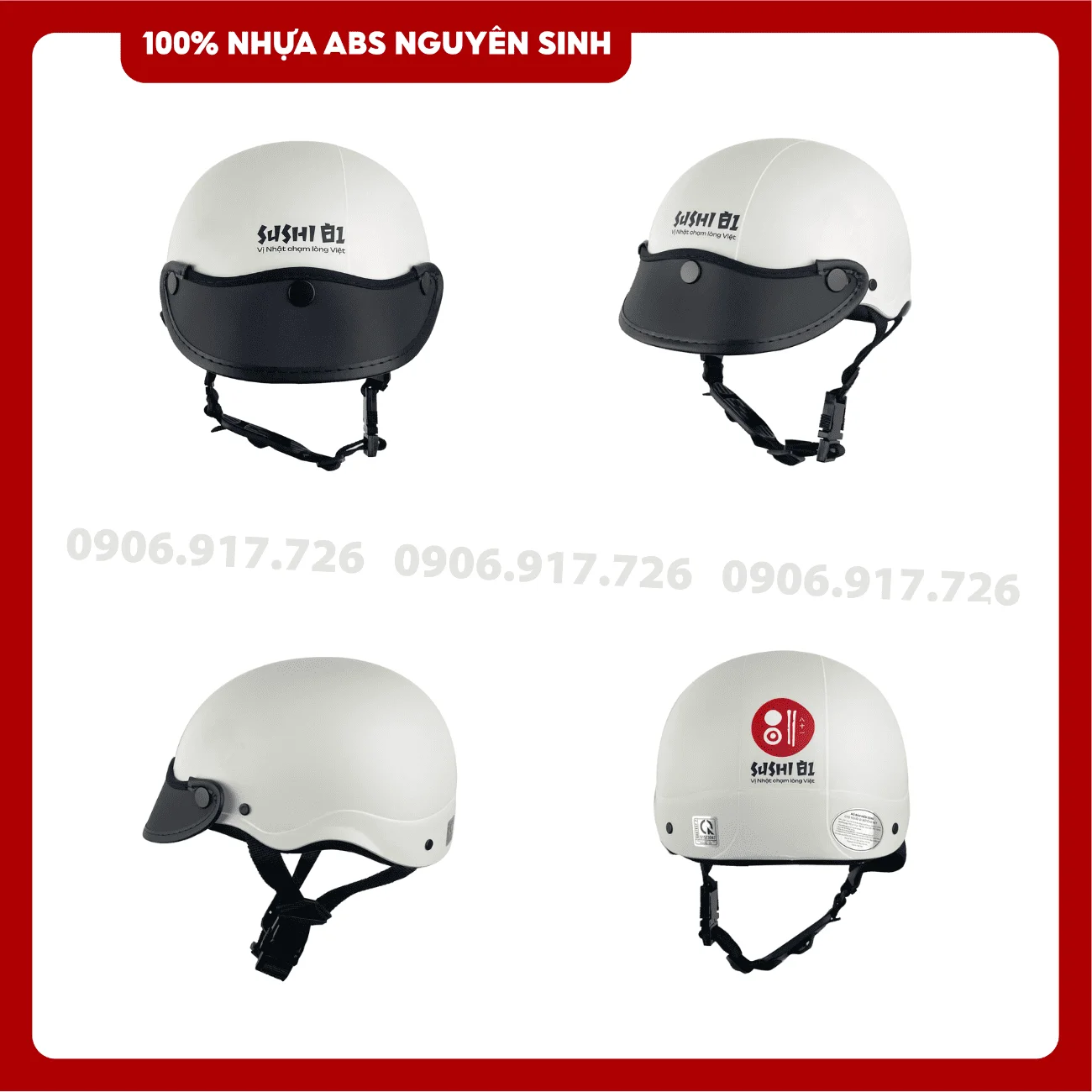 Mũ bảo hiểm in logo Nhà hàng Sushi 81