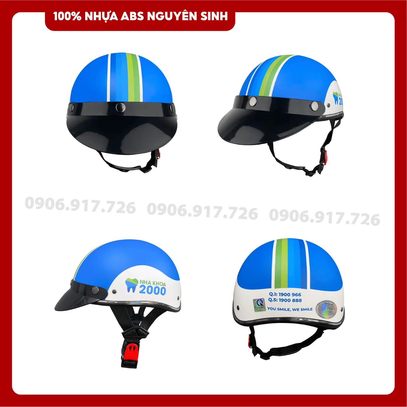 Mũ bảo hiểm in logo Nha khoa 2000