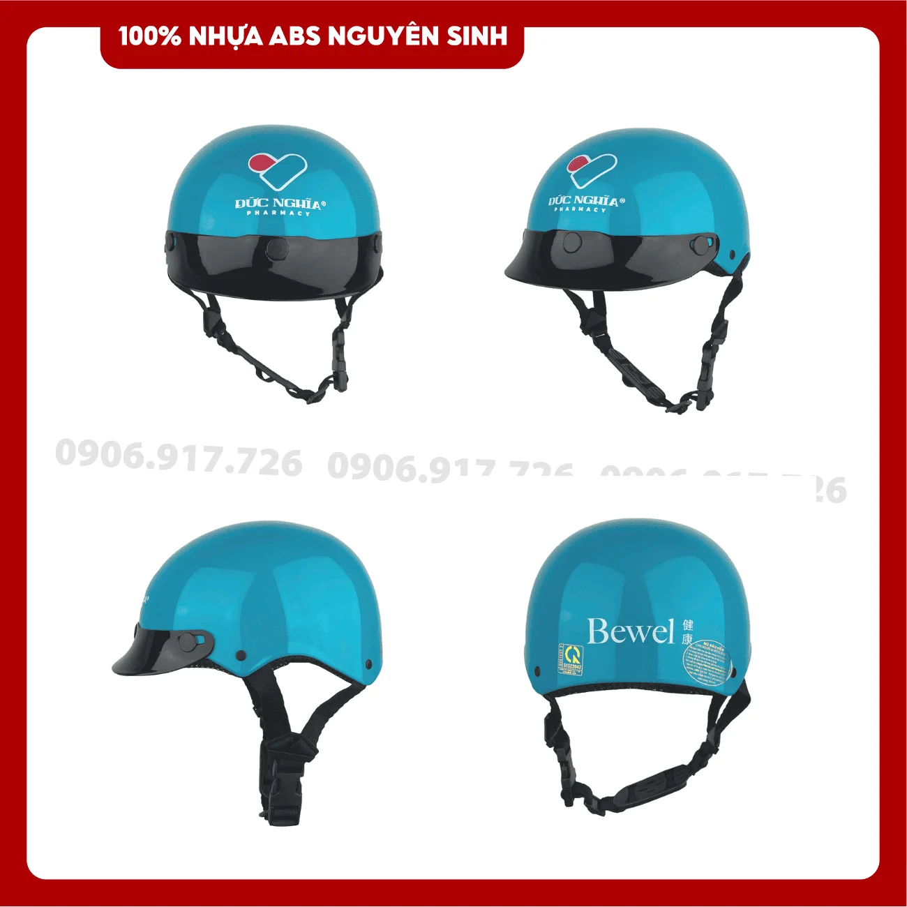 Mũ bảo hiểm in logo Nhà thuốc Đức Nghĩa