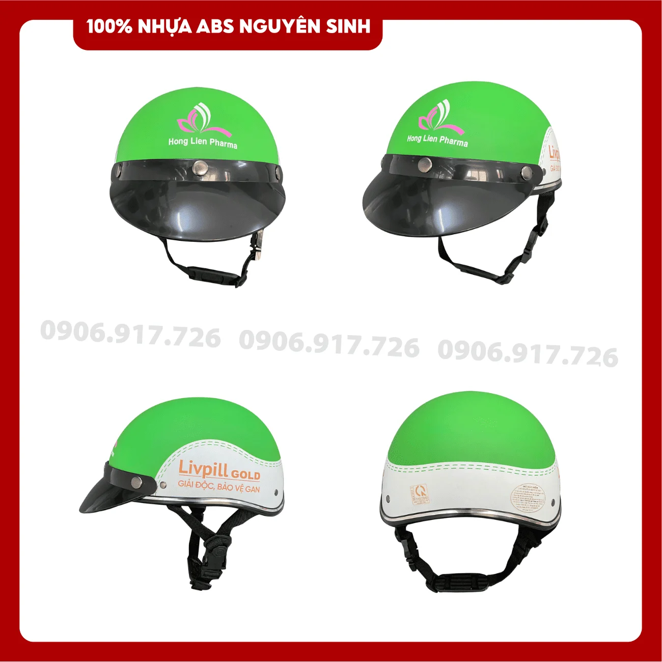 Mũ bảo hiểm in logo Nhà thuốc Hồng Liên