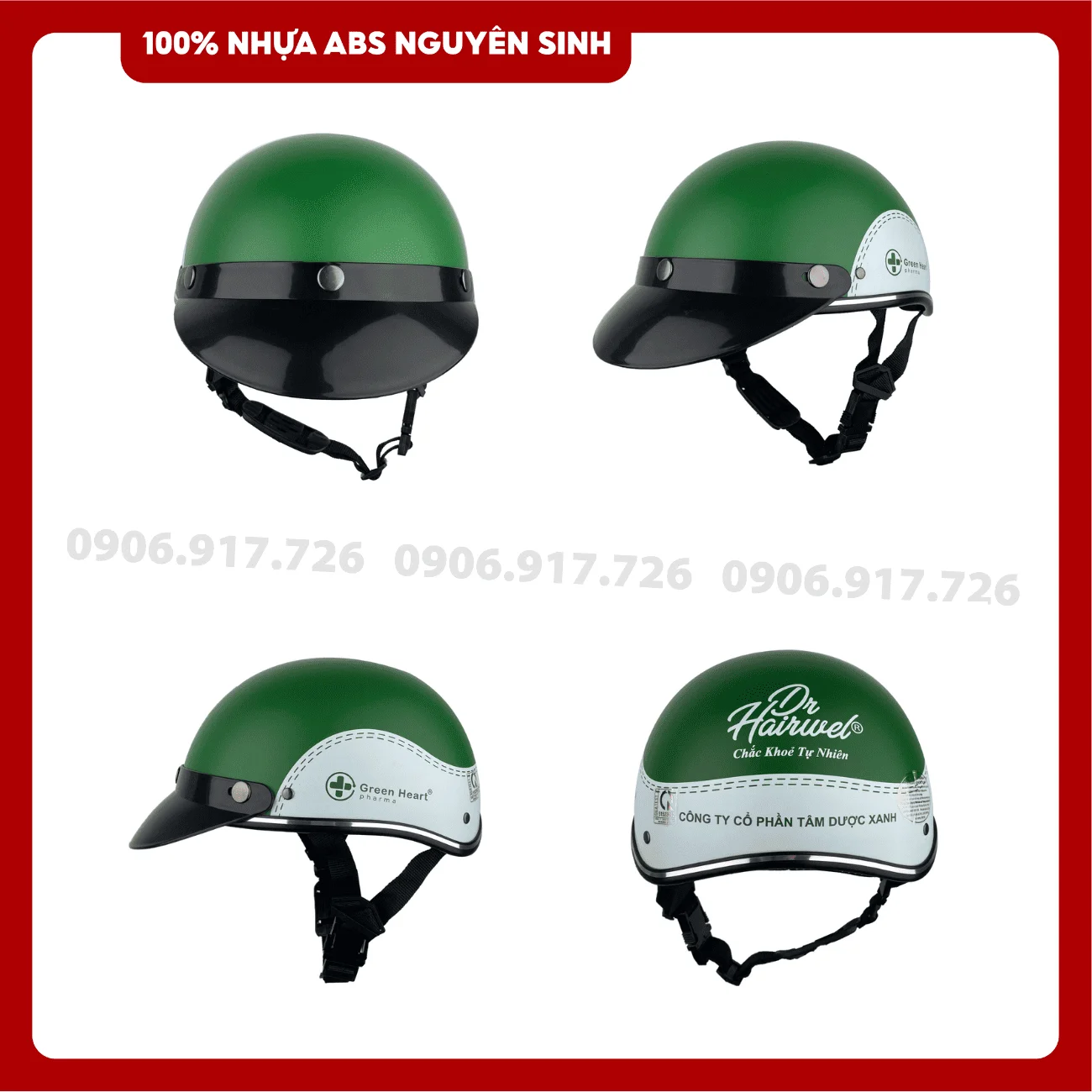Mũ bảo hiểm in logo Nhà thuốc Tâm Dược Xanh