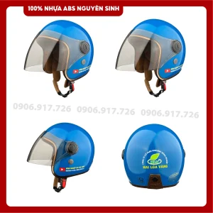 Mũ bảo hiểm in logo sinh học Hai Lúa Vàng