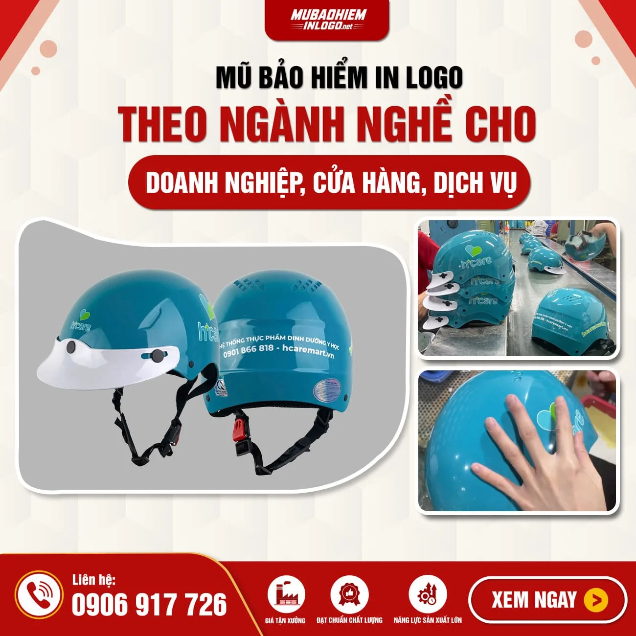 Mũ Bảo Hiểm In Logo Theo Ngành Nghề Cho Doanh Nghiệp, Cửa Hàng, Dịch Vụ