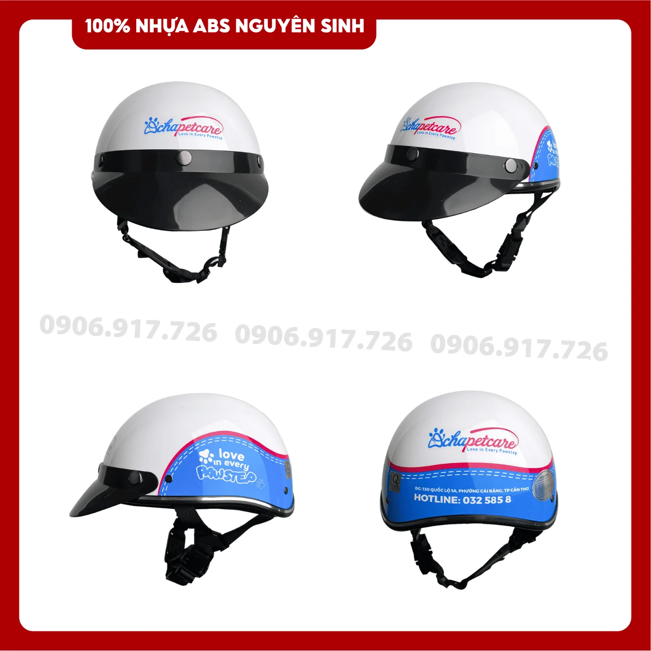 Mũ bảo hiểm in logo thú cưng Acha Petcare