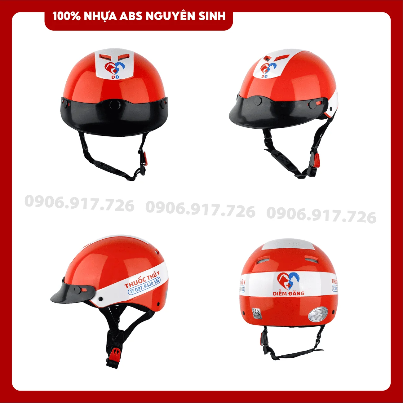 Mũ bảo hiểm in logo Thú y Diễm Đăng