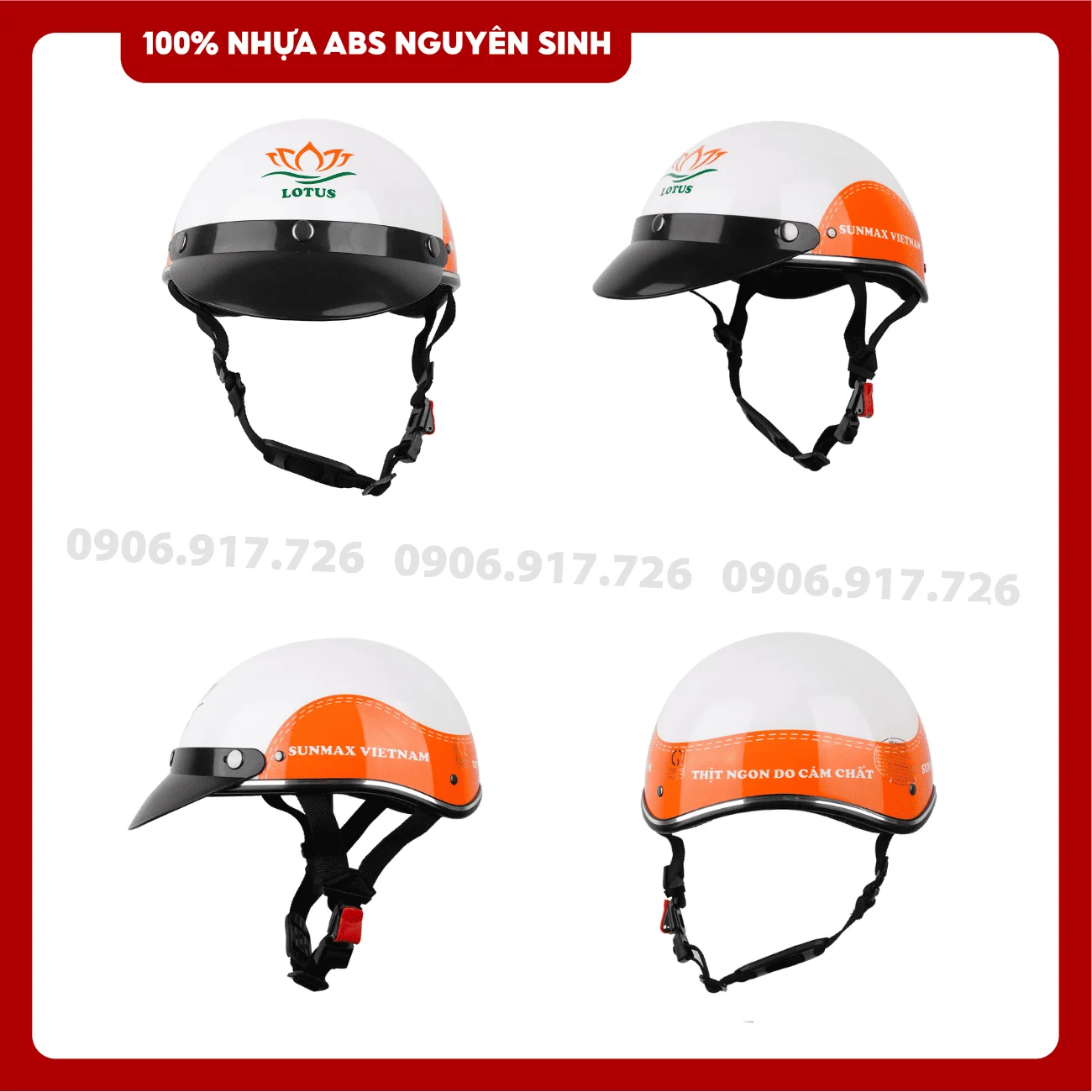 Mũ bảo hiểm in logo thức ăn chăn nuôi Sunmax