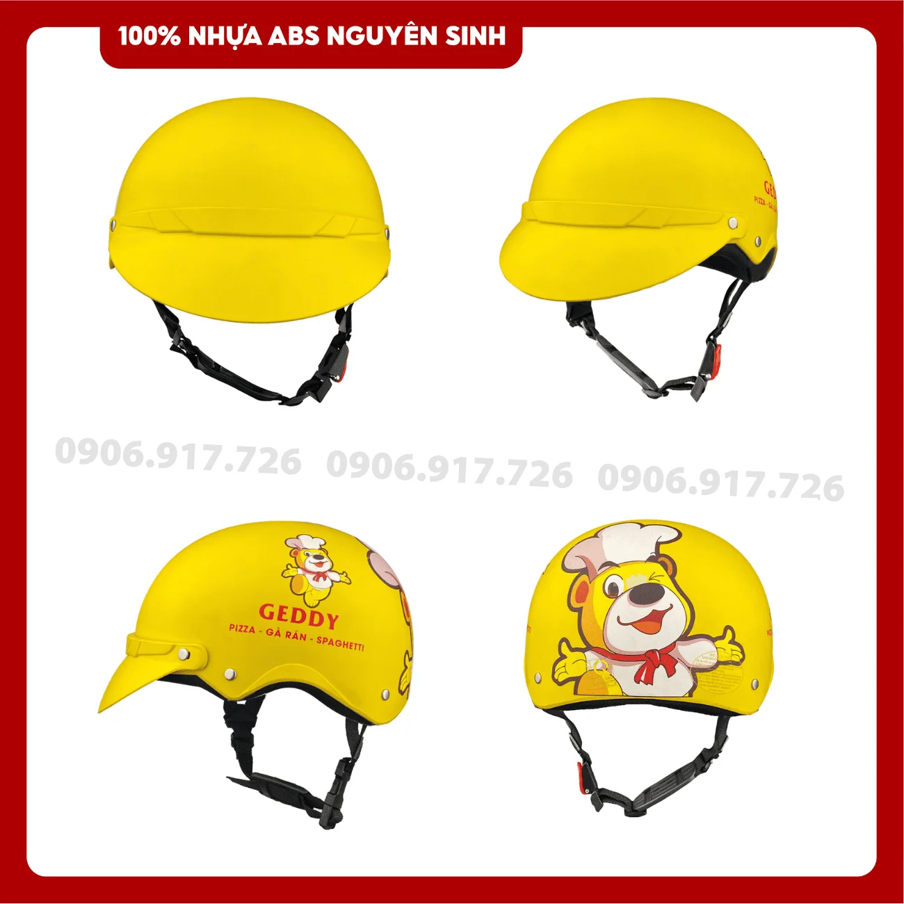 Mũ bảo hiểm in logo thức ăn nhanh Geddy