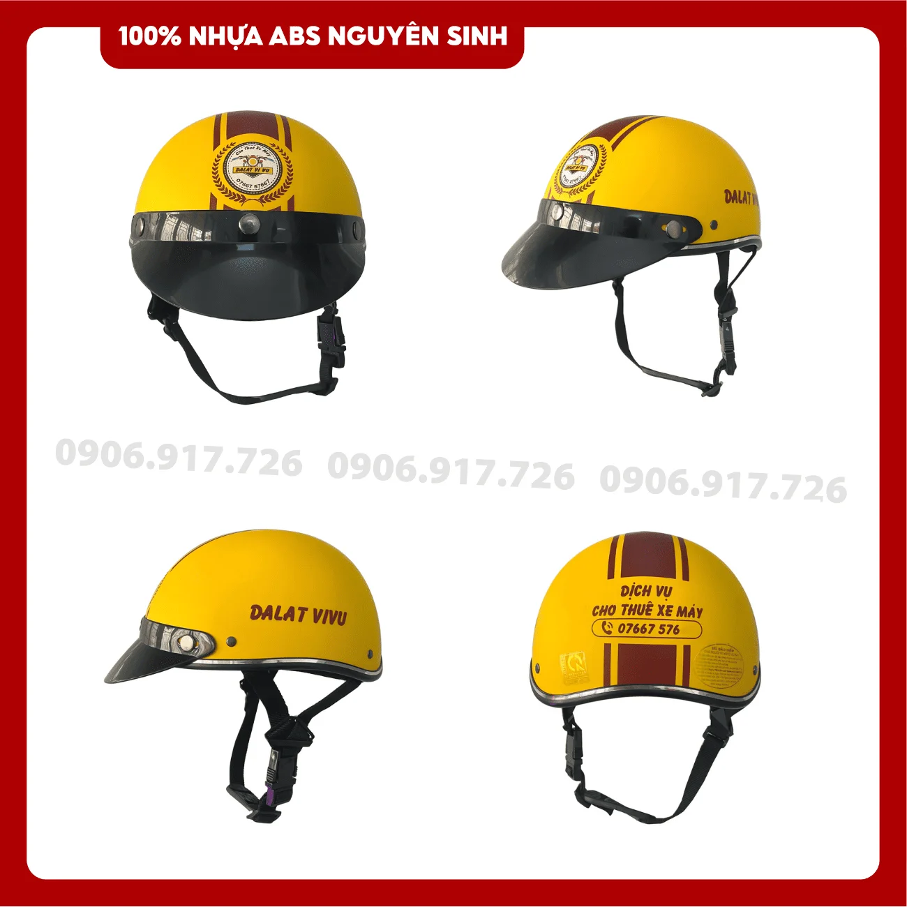 Mũ bảo hiểm in logo Thuê xe Dalat Vi Vu