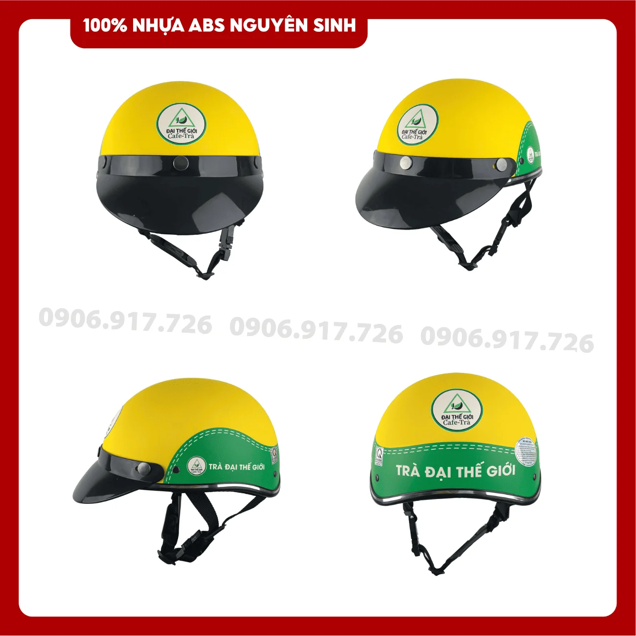 Mũ bảo hiểm in logo Trà Đại Thế giới