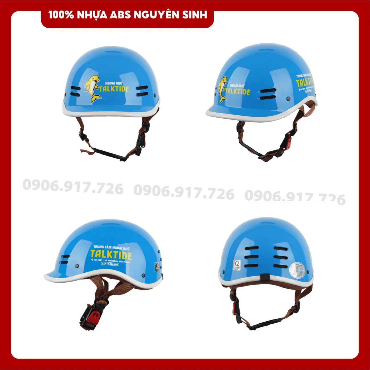 Mũ bảo hiểm in logo Trung tâm Ngoại ngữ TalkTide