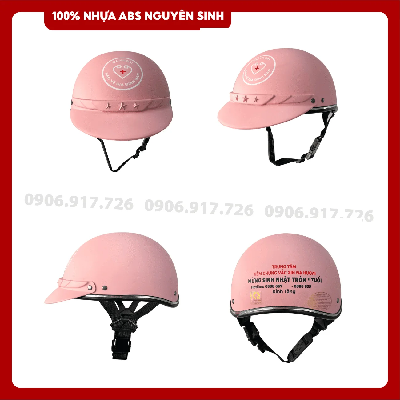 Mũ bảo hiểm in logo Tiêm chủng Đạ Huoai