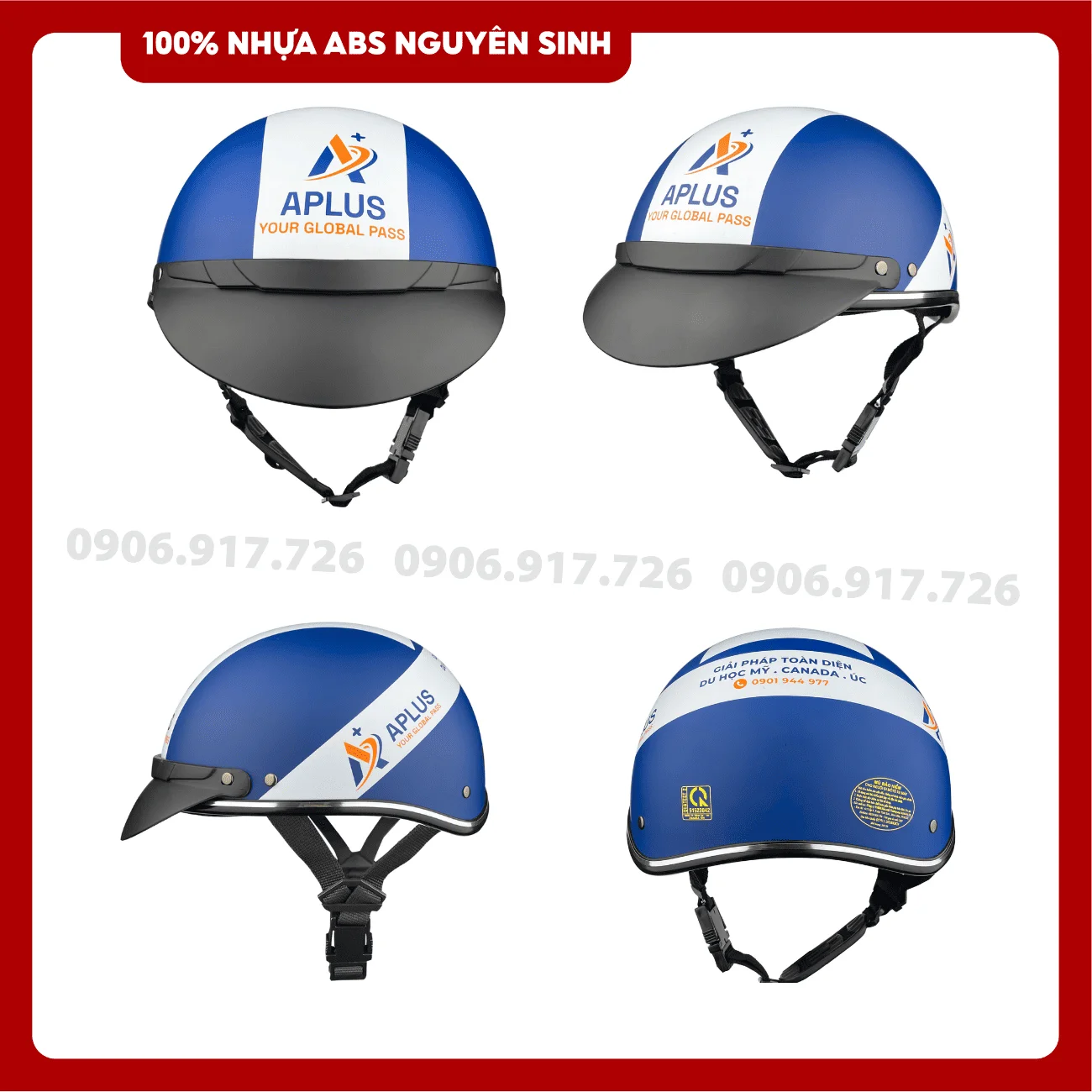 Mũ bảo hiểm in logo Trung tâm Tư vấn Du học APLUS