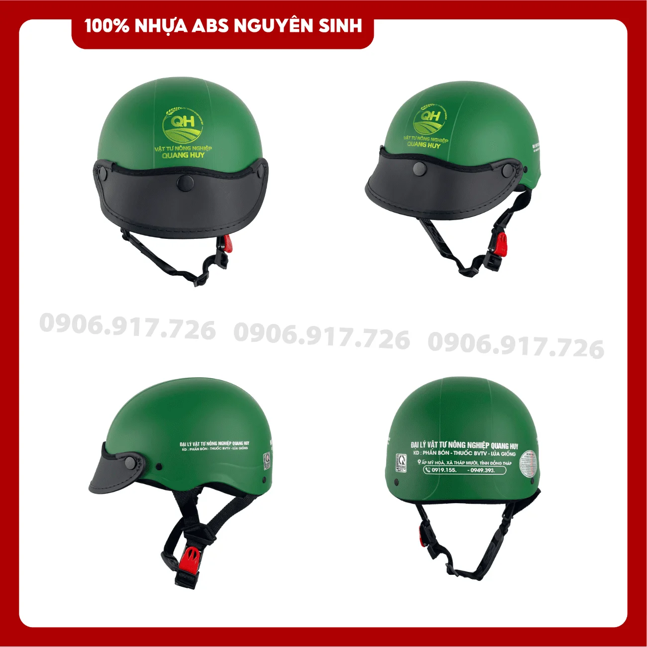 Mũ bảo hiểm in logo vật tư nông nghiệp Quang Huy