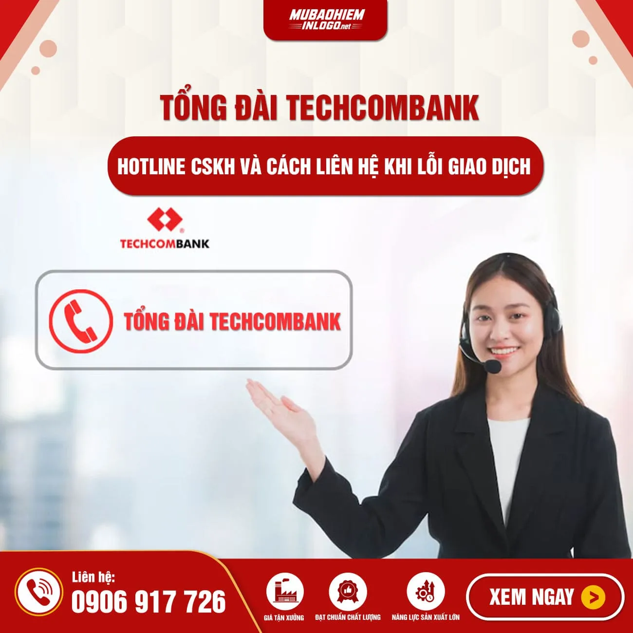 Tổng đài Techcombank 1800 588 822: số hotline CSKH, hỗ trợ lỗi giao dịch